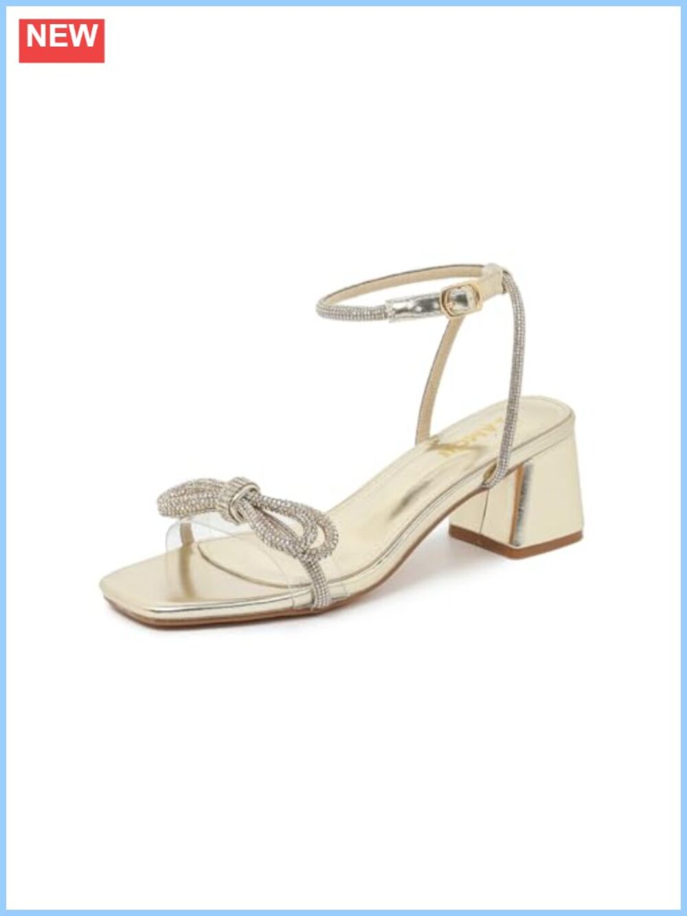 Rhinestone Block Heel Ankle Strap Sandals 2 Inch Heels